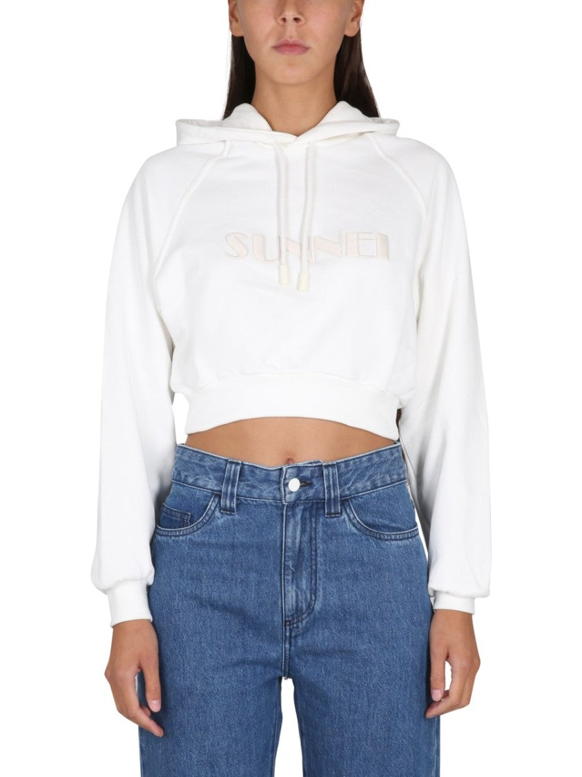 Sunnei Cropped Hoodie With Drawstring