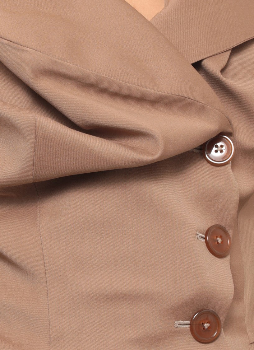 Vivienne Westwood Brown Drunken Asymmetrical Tailored Wool Blazer