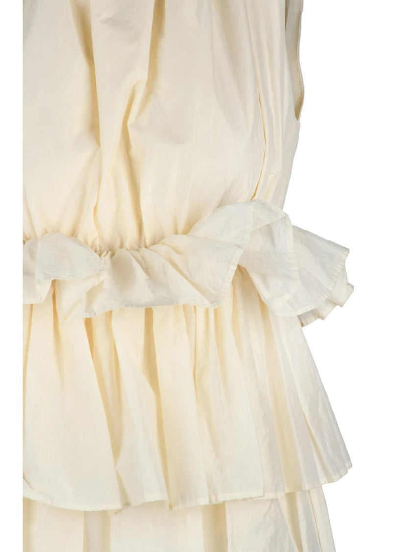 Ter Et Bantine Cream Gauzed Ruffled Peplum Cotton-Blend Maxi Dress