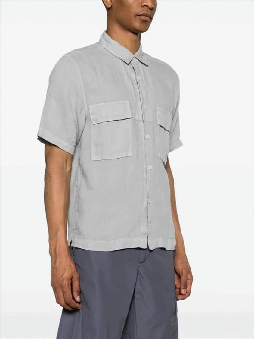 C.P. Company Short-Sleeved Linen Shirt With Button-Down Closure