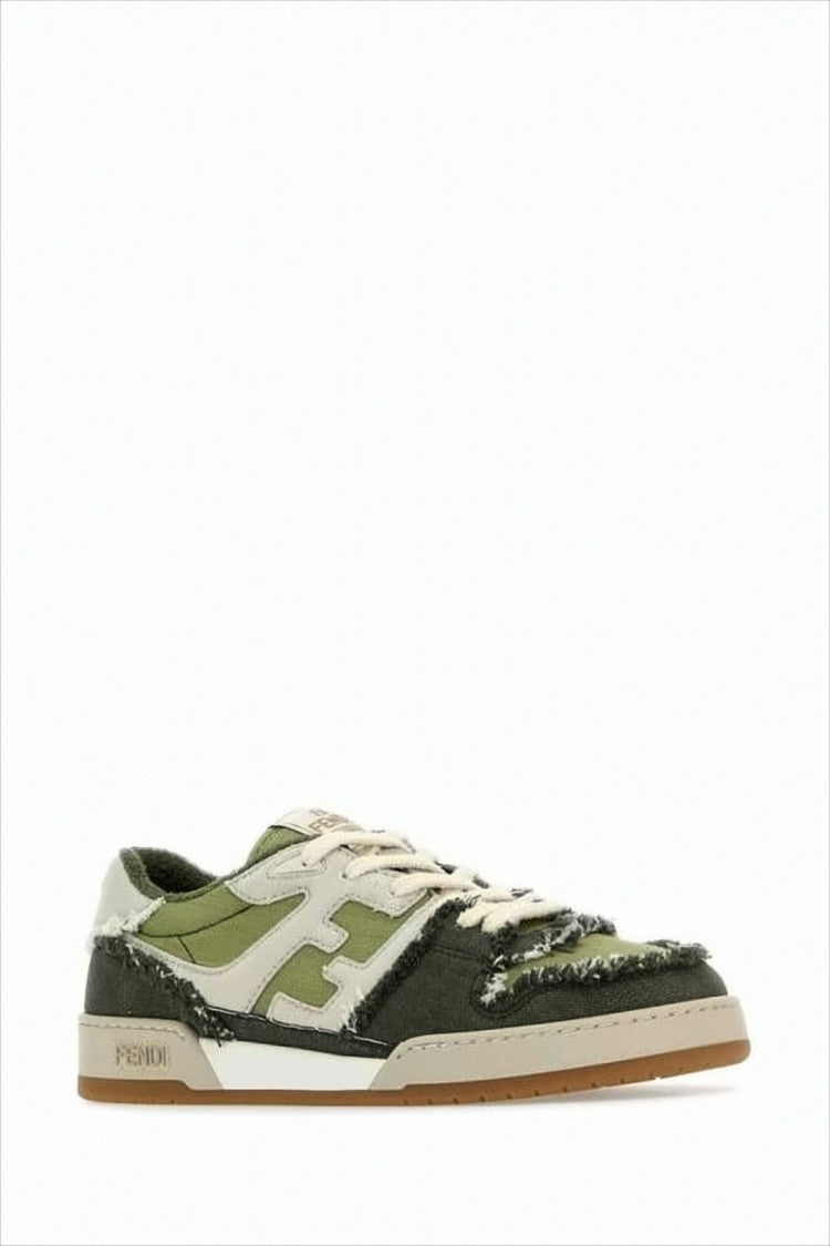 Fendi Layered Olive Green And Off-White Sneakers
