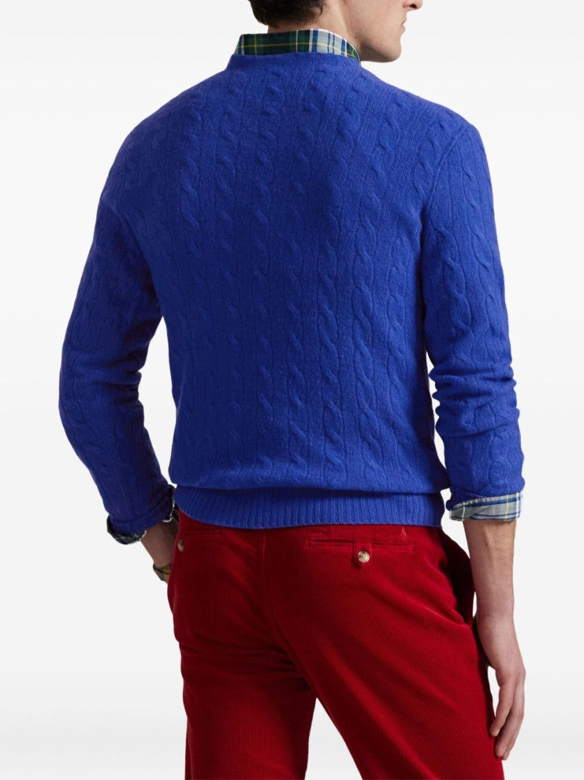 Polo Ralph Lauren Cable-Knit Wool-Cashmere Crewneck Sweater With Iconic Embroidery
