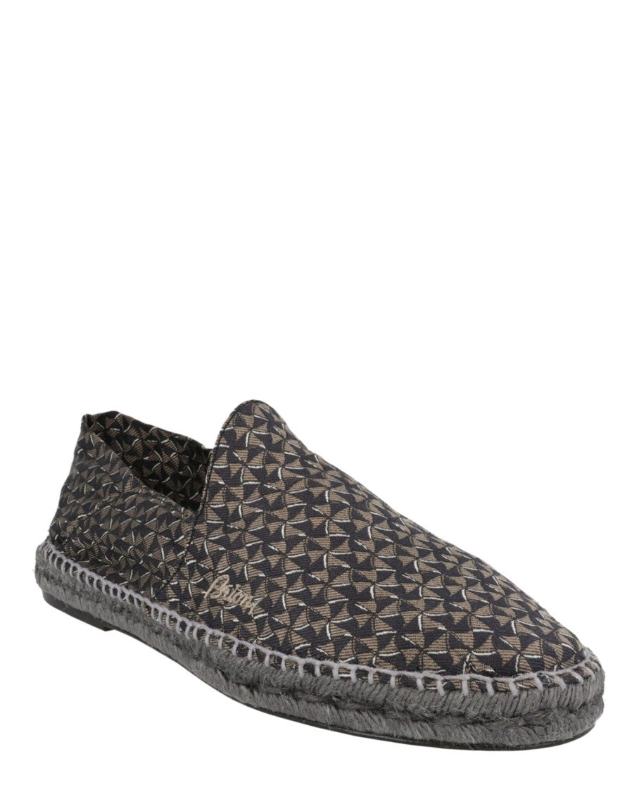 Brioni Patterned Slip-On Espadrilles With Block Heel And Embroidered Logo