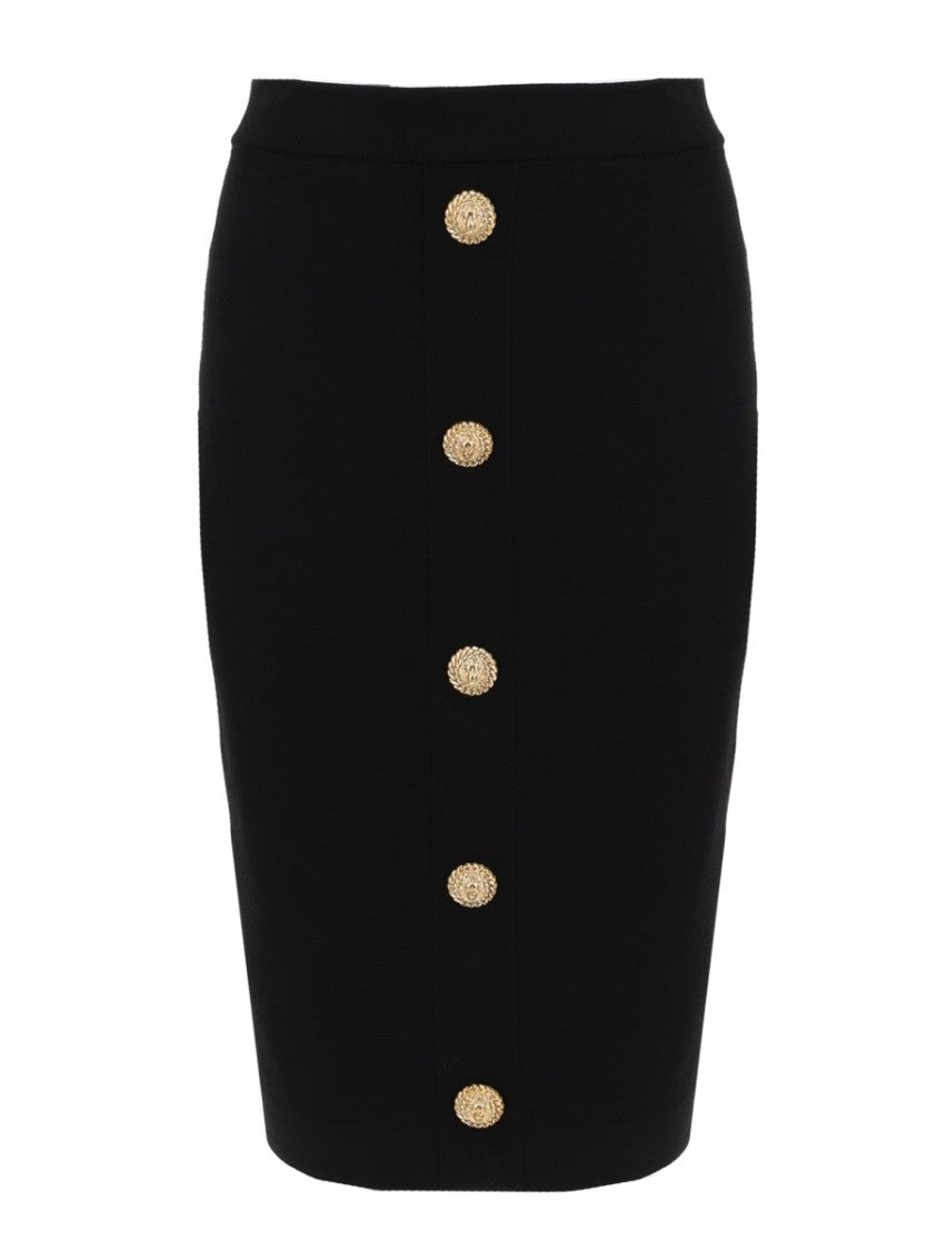 Balmain Fitted Row Jewel Buttons Mini Skirt