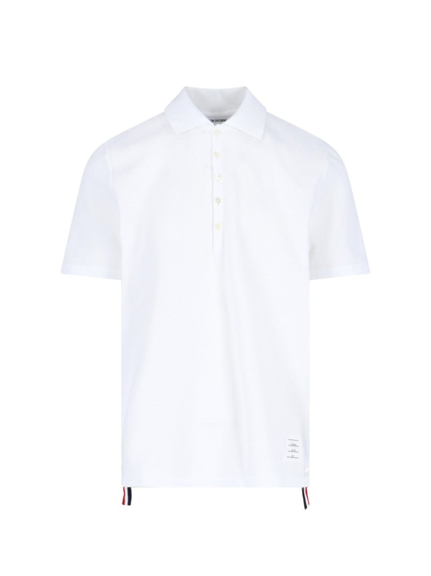 Thom Browne Polo Shirt With Tricolor Detail – White