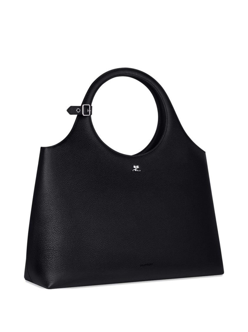 Courrèges Black Circular Logo Detail Top Bag