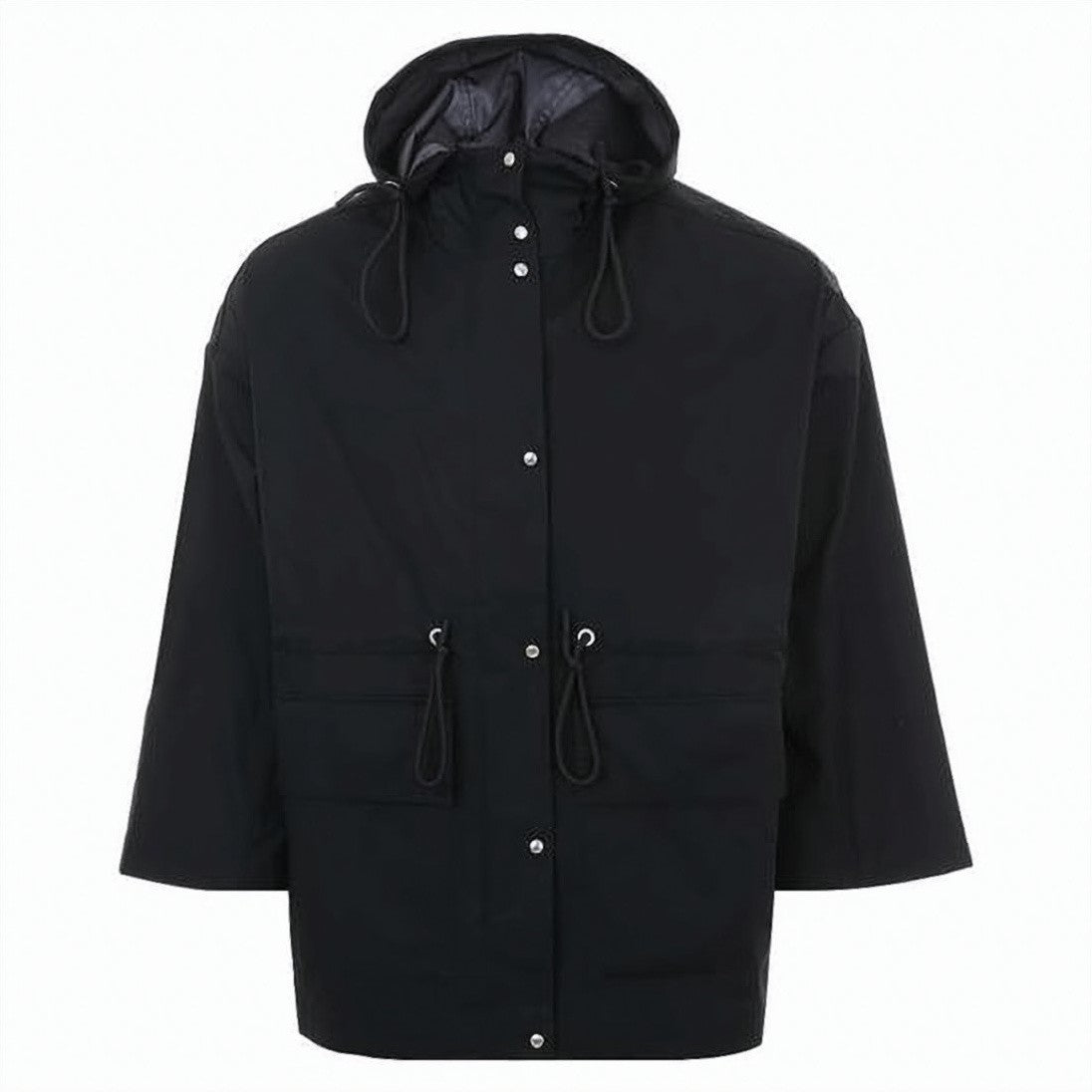 Moncler Hooded Black Jacket With Adjustable Drawstrings