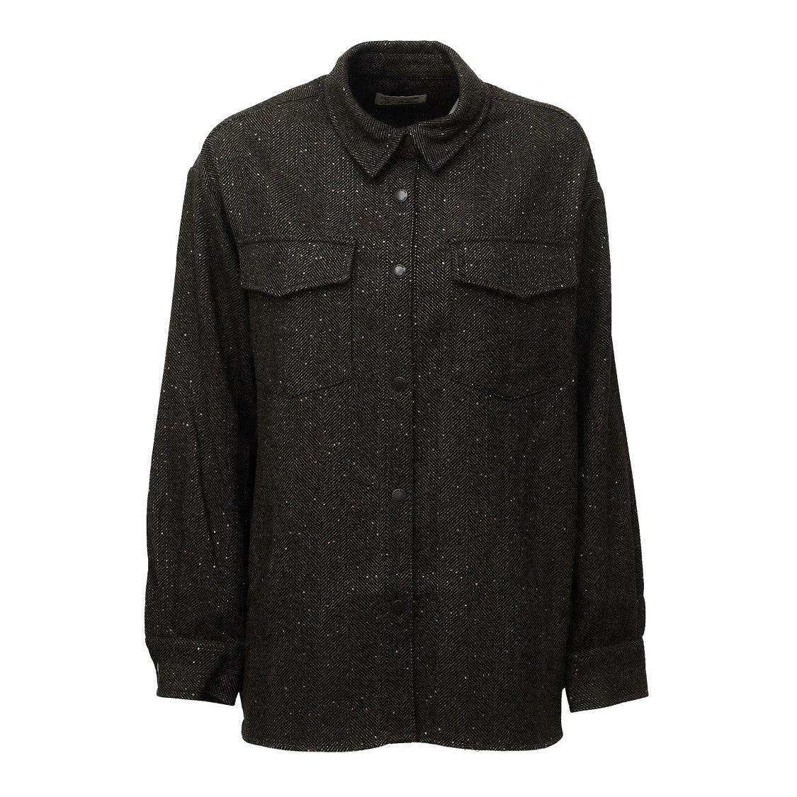 Mc2 Saint Barth Cambry Sequin Herringbone Wool-Blend Overshirt