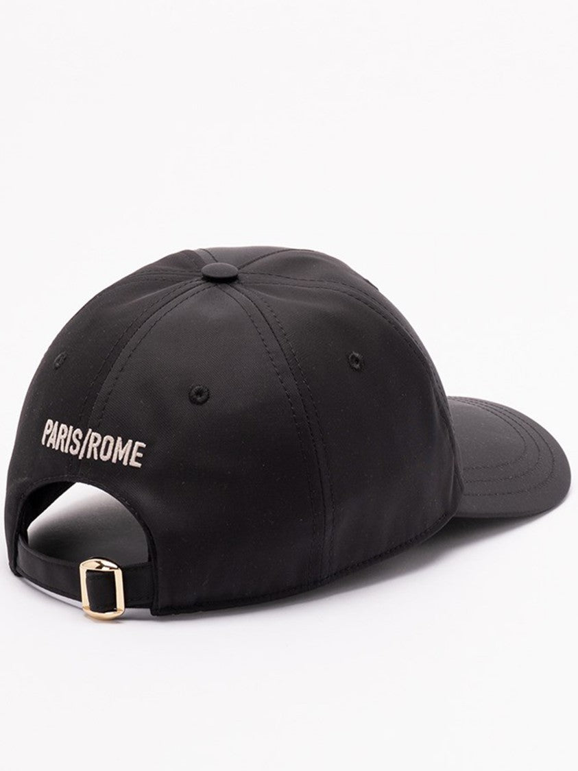 Valentino Black Chez Valentino Embroidered Baseball Cap