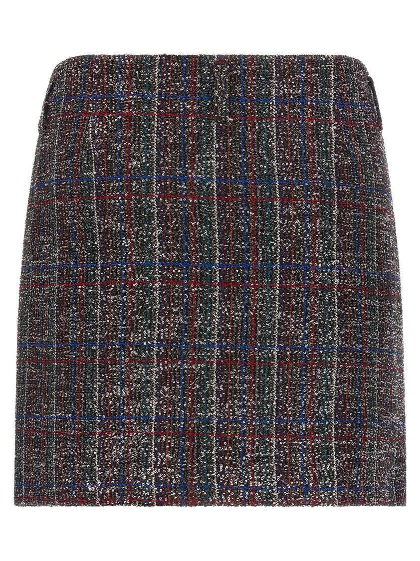 Missoni Sequin-Enhanced Tartan Mini Skirt With Side Zip Closure