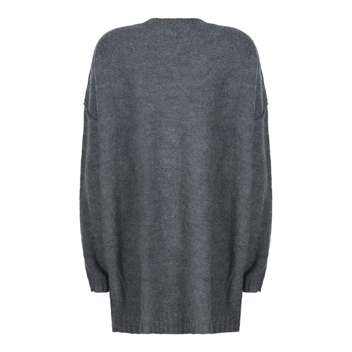 Mm6 By Maison Margiela Oversize Grey Mélange Wool Blend Sweater With Deep V Neckline
