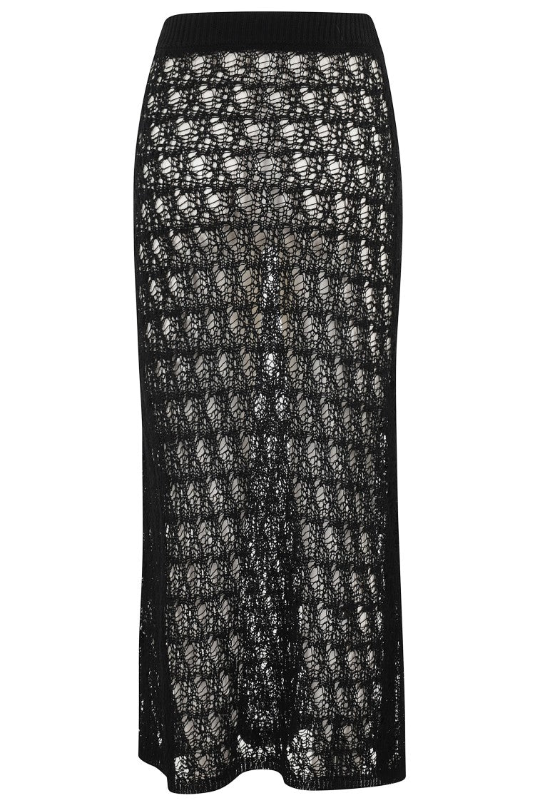 Roberto Collina Long Flared Skirt With Lace Knit Design