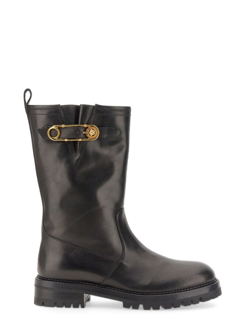 Versace Mid-Calf Boots With Polished Finish