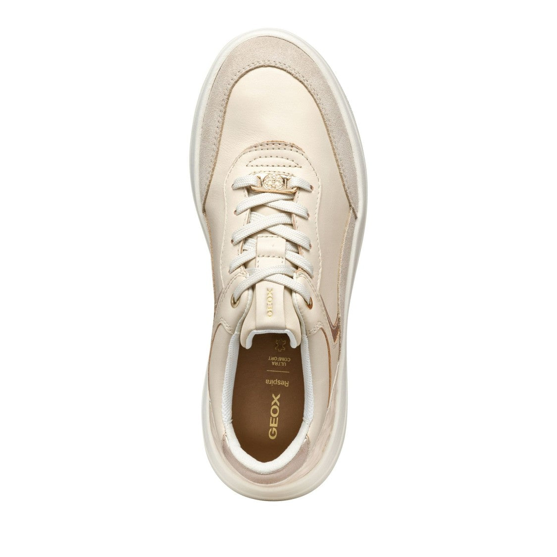 Geox Spherica Ecub Beige Panel Leather Sneakers