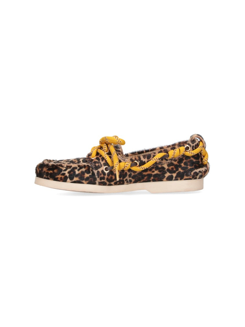 Golden Goose Brown Cruise Animal Print Leather Moccasins