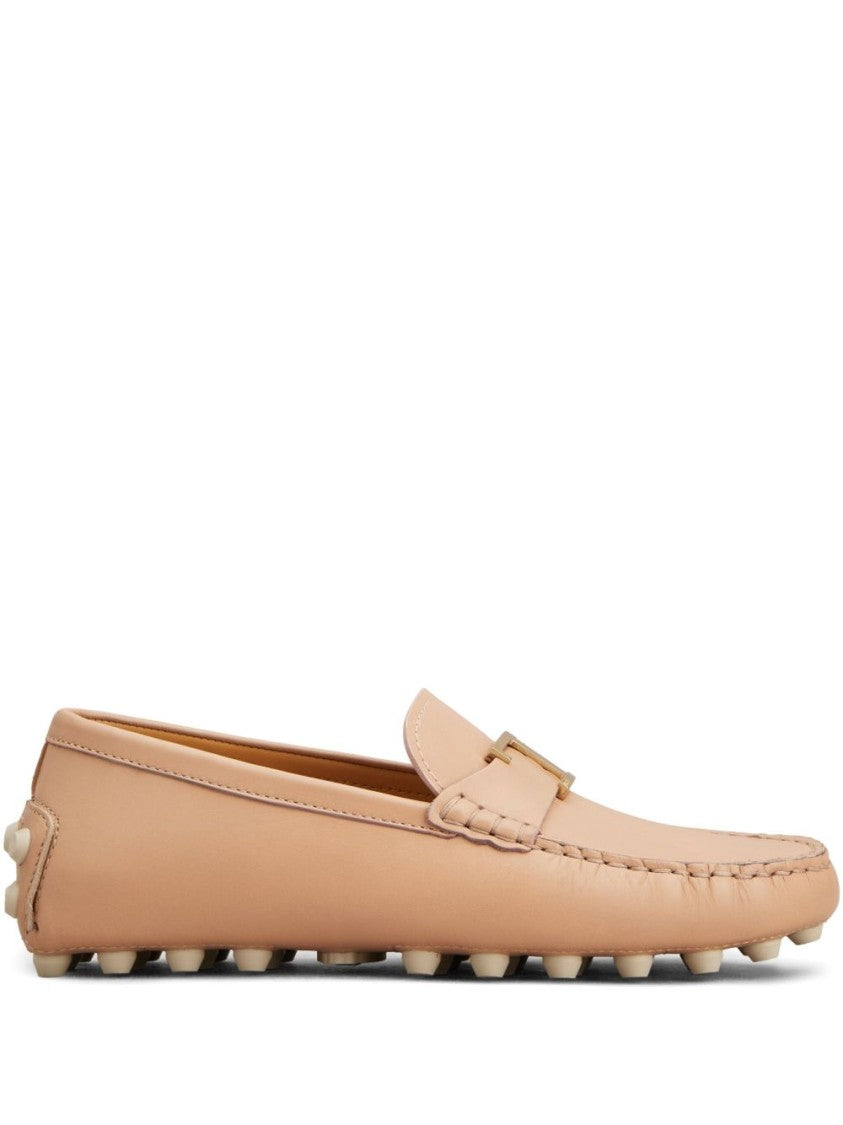 Tod's Beige Calfskin Loafers With Studded Sole