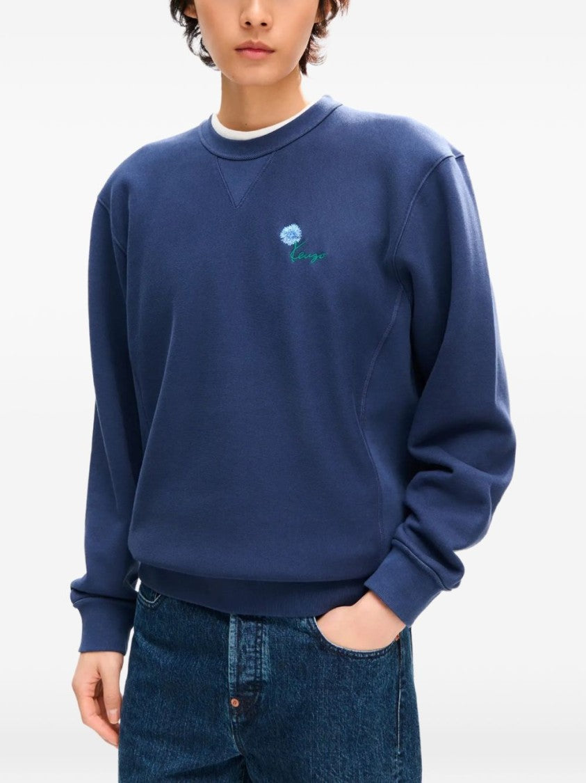 Kenzo Navy Blue Embroidered Crew Neck Sweatshirt