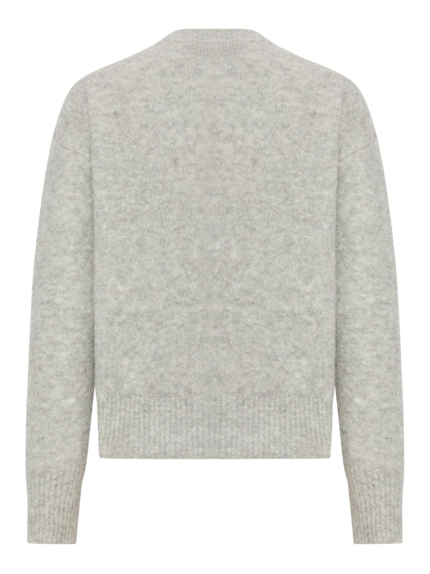 Ami Paris Textured Knit Sweater With Classic Crew Neckline