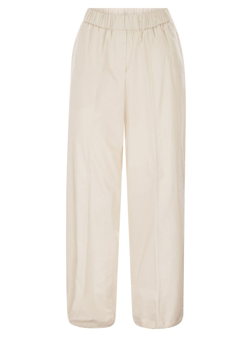 Peserico Loose-Fitting Stretch Cotton Trousers With Elasticated Waistband