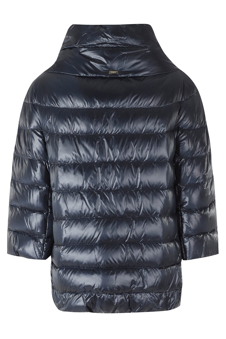 Herno Blue Aminta High Collar Quilted Polyamide Down Jacket