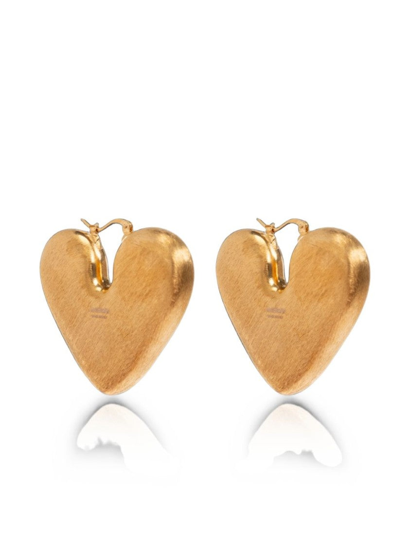 Jacquemus Sculptural Heart-Shaped Earrings With Matte Gold Finish
