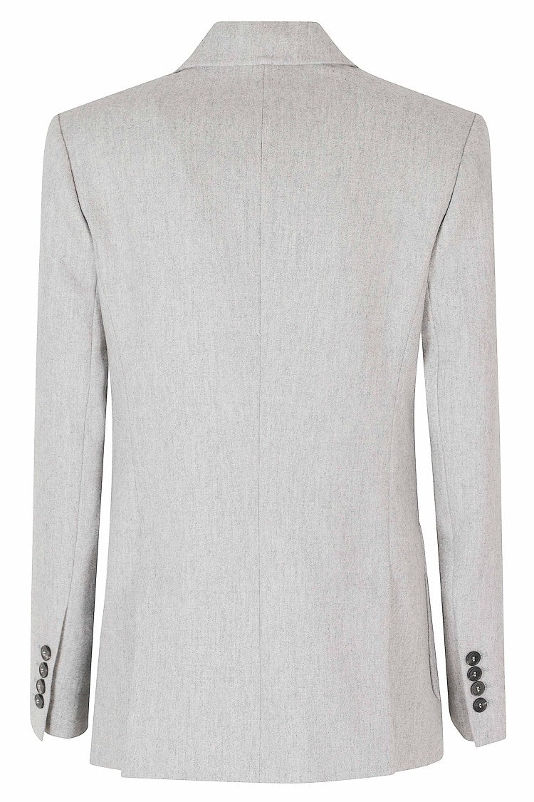 Eleventy Gray Double-Breasted Lapel Padded Shoulders Wool-Blend Blazer