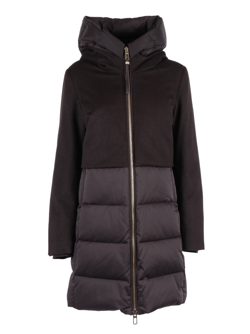 Duno Long Padded Coat With High Collar And Quilted Design