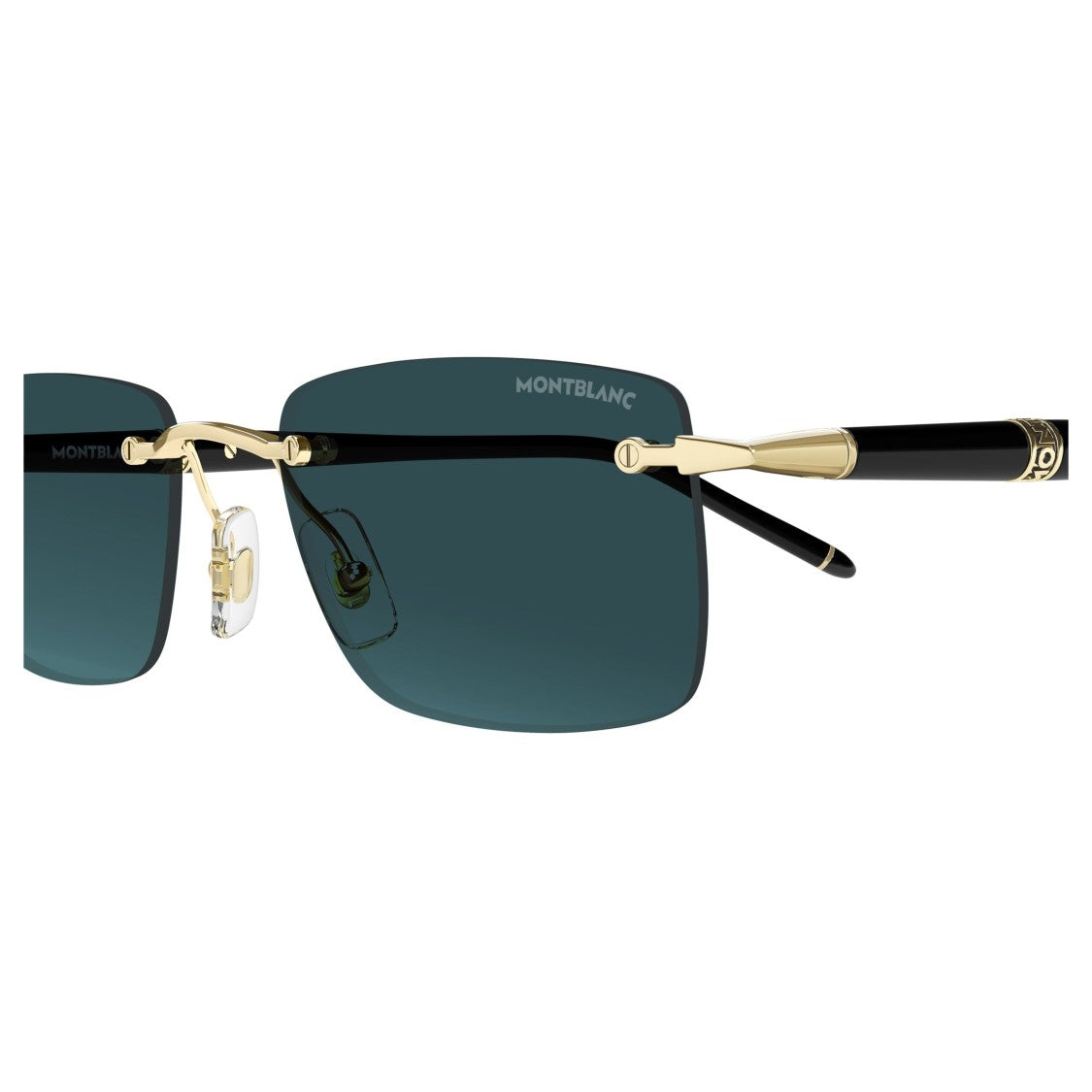 Montblanc Mb0344s Rimless Rectangular Metal Sunglasses With Gold-Tone Accents