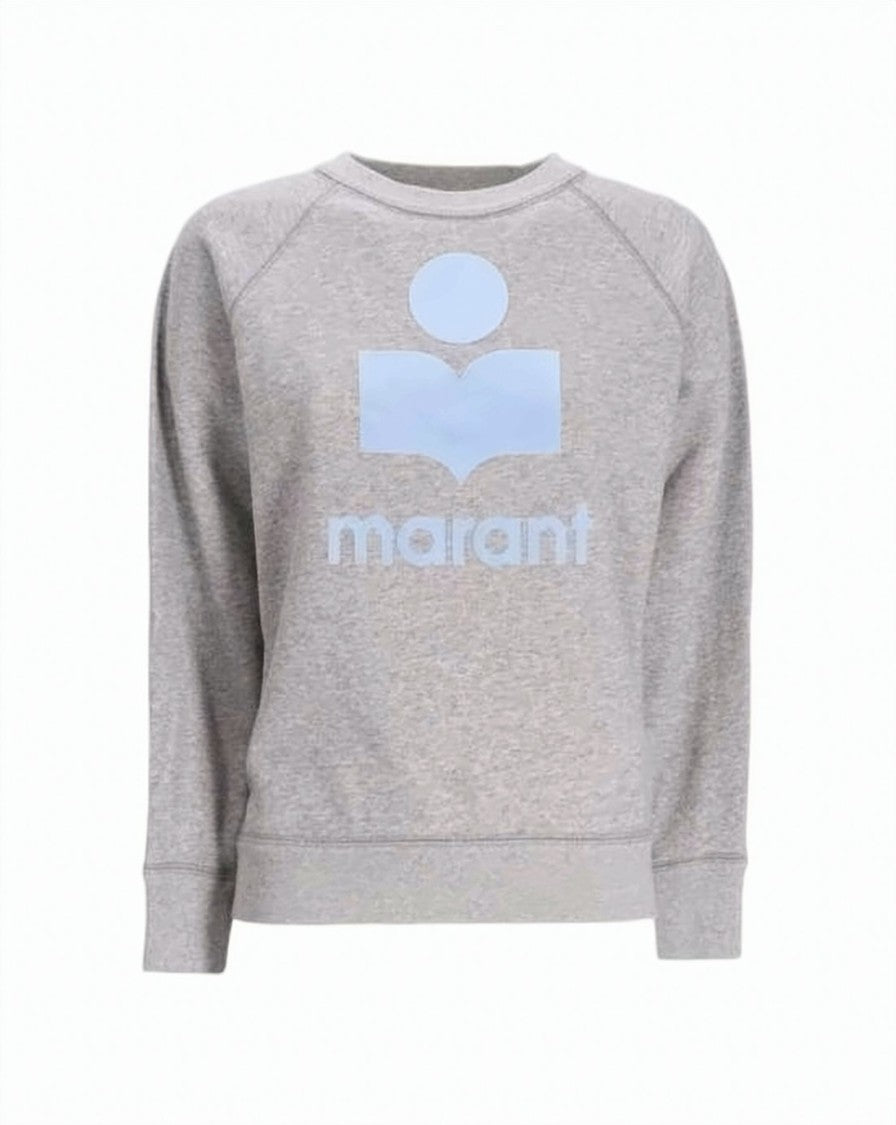 Isabel Marant Heathered Grey Long-Sleeve Sweatshirt With Graphic Logo