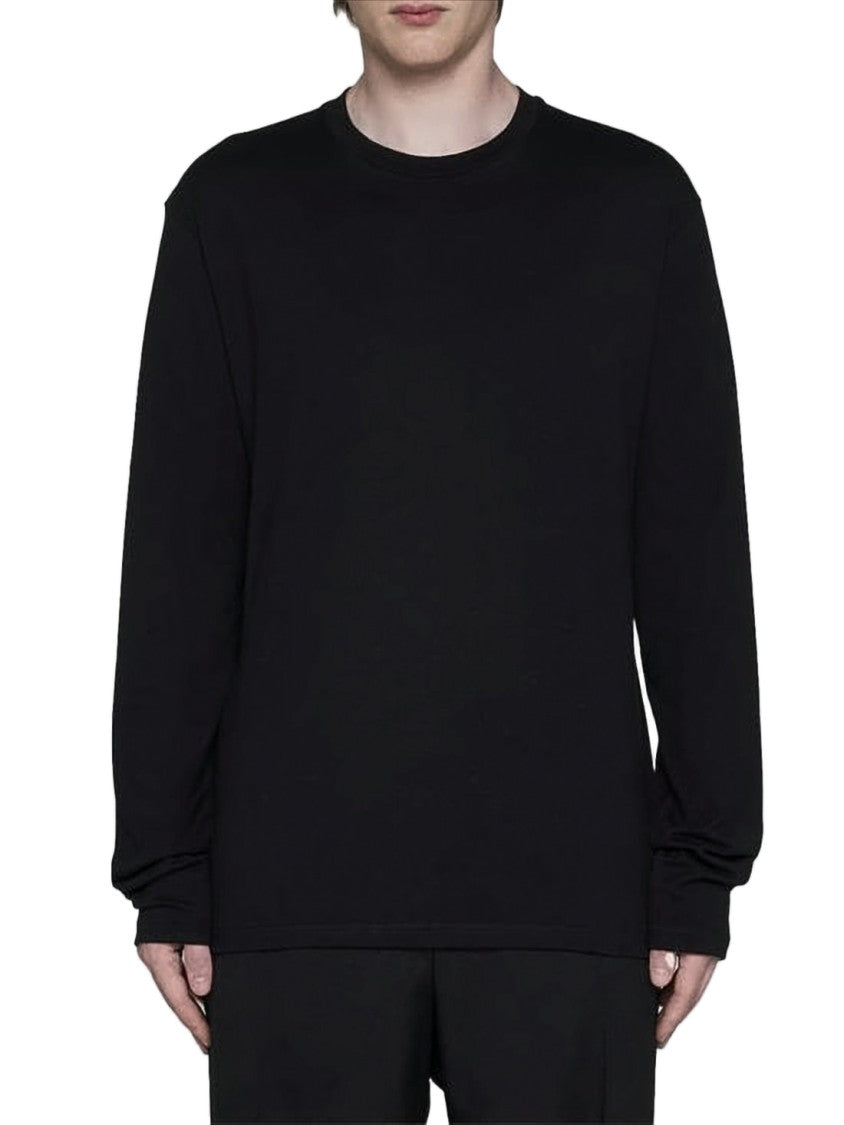 Jil Sander Long-Sleeve Black Cotton Shirt With Graphic Detail