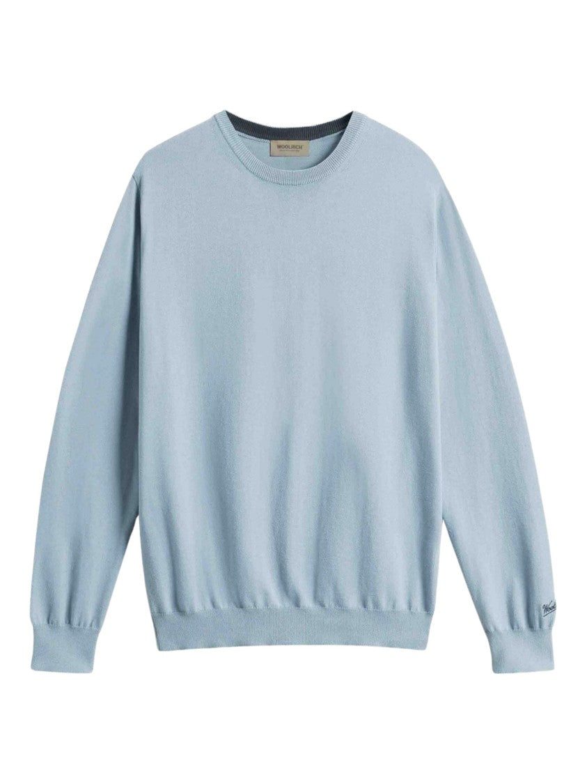 Woolrich Light Blue Cotton Crew Neck Sweater
