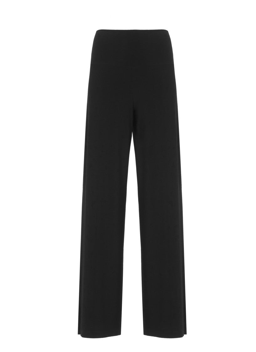 Norma Kamali Black Elastic Waist Palazzo Trousers