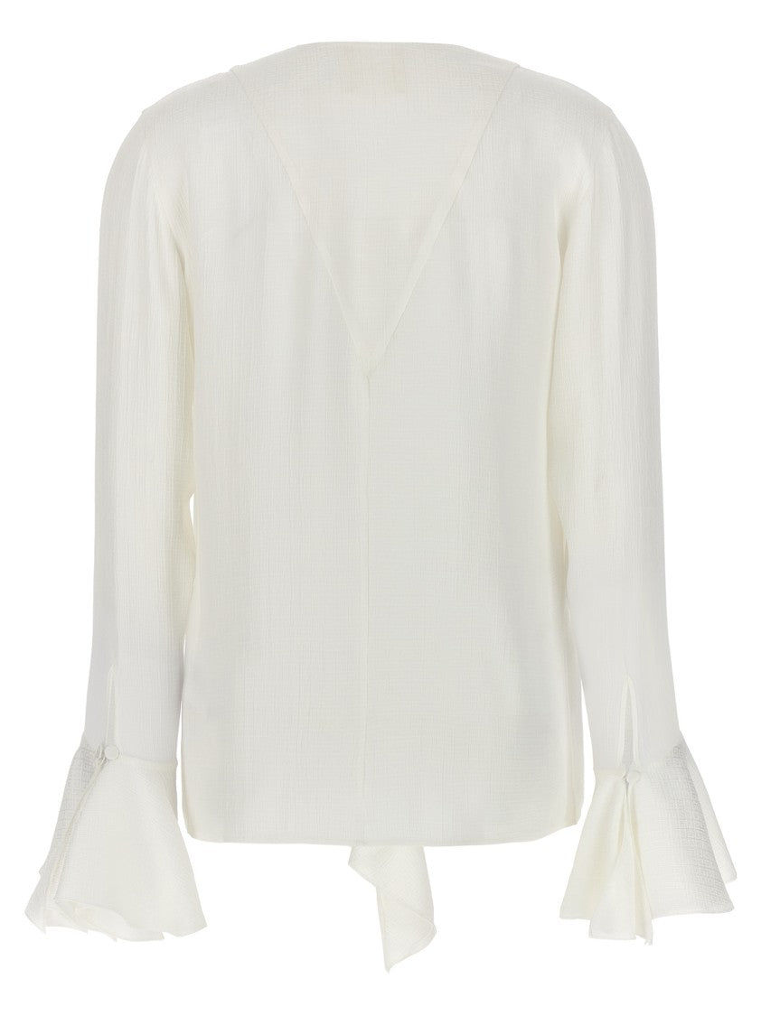 Givenchy Silk Shirt With '4G' Pattern And Ruffle Accents