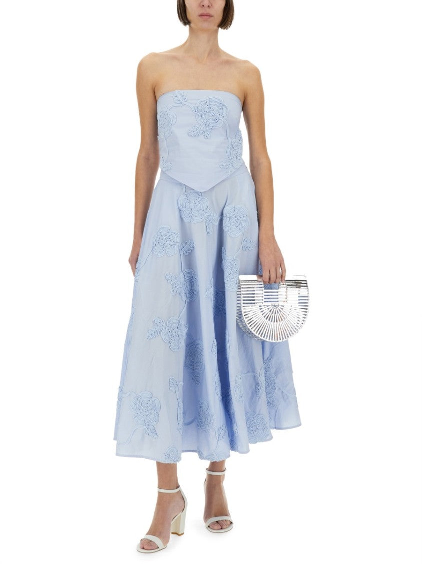 Rotate Birger Christensen Intricately Embroidered Floral Midi Skirt With High Waist
