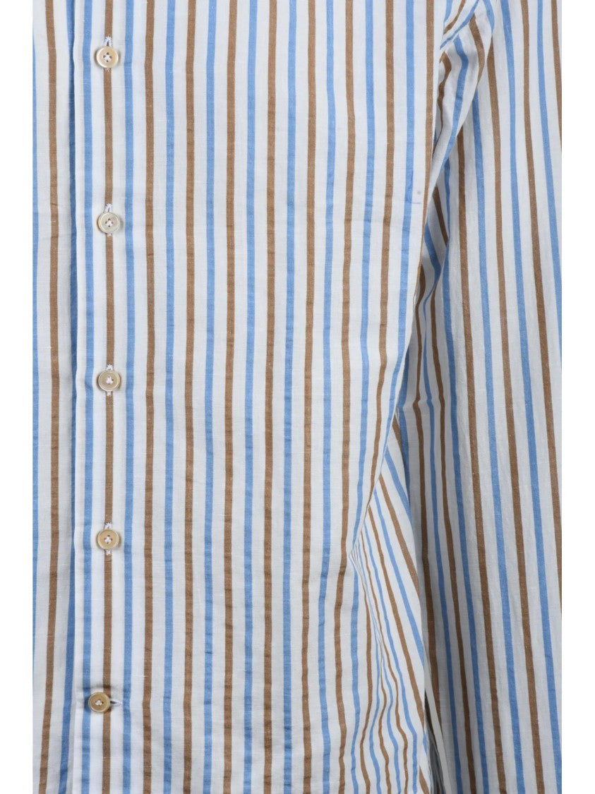 Alessandro Gherardi Beige Light Blue Striped Shirt