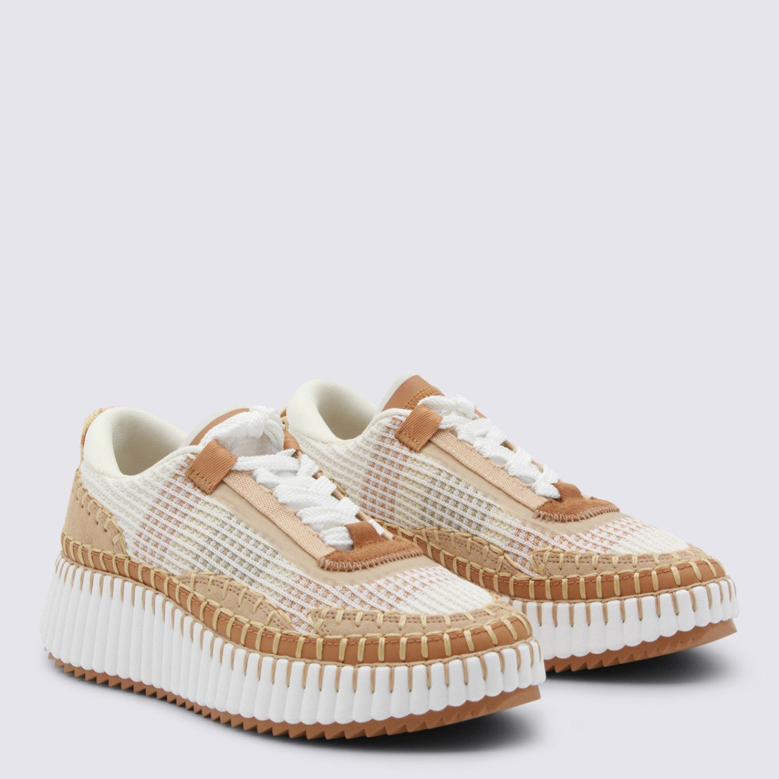 Chloé Chunky Platform Sneakers With Textured Tan