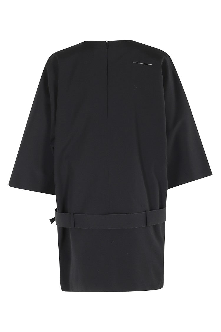 Mm6 By Maison Margiela Minimalist Black Dress With Wide Sleeves