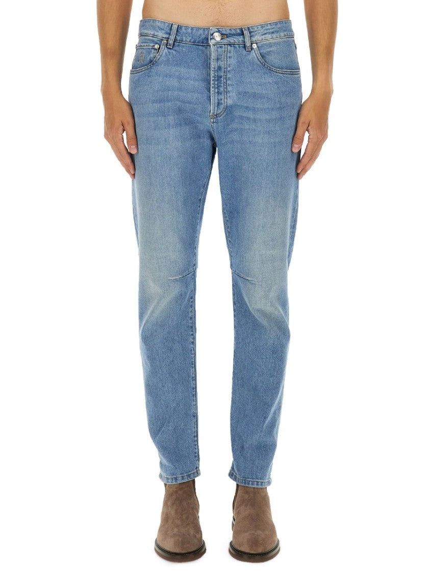 Brunello Cucinelli Light Wash Tapered Leg Jeans