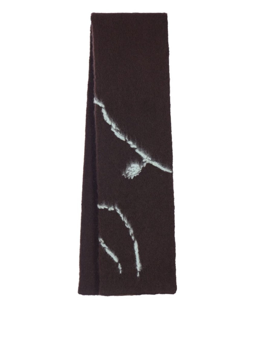 Dries Van Noten Brown Embroidered Detail Rectangular Scarf
