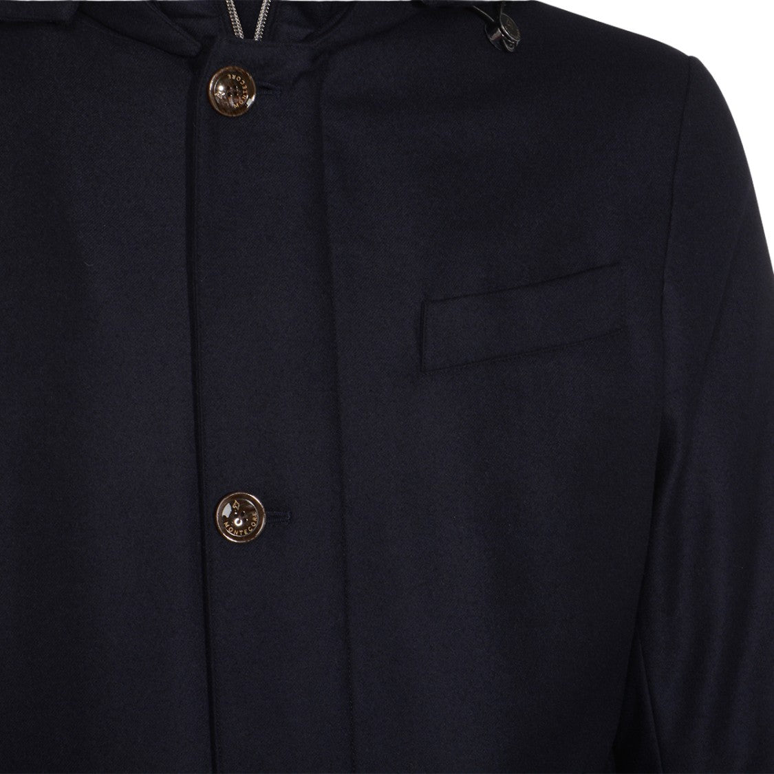 Montecore Deep Blue Hooded Coat With Button-Up Closure