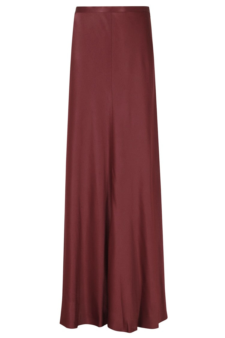 Alberta Ferretti Burgundy Enver Satin Mid-Length Viscose Skirt