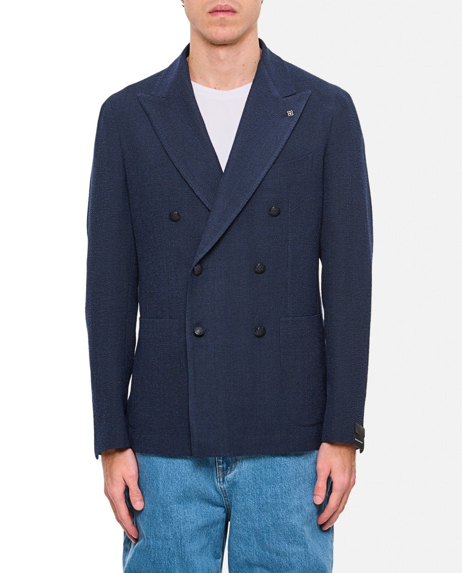 Tagliatore Single-Breasted Blue Jacket With Tailored Fit
