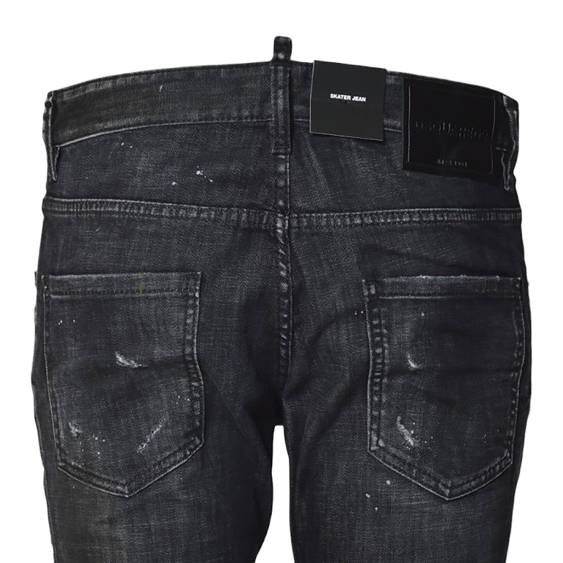 Dsquared2 Slim-Fit Distressed Black Jeans With Paint Splatter Accents