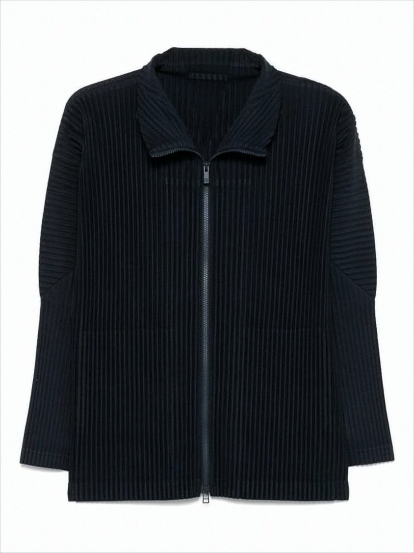 Homme Plissé Issey Miyake Pleated Black Jacket With Structured Silhouette