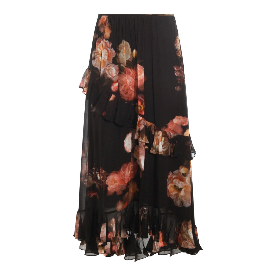 Zimmermann High Waisted Ruffled Skirt With Asymmetric Hem