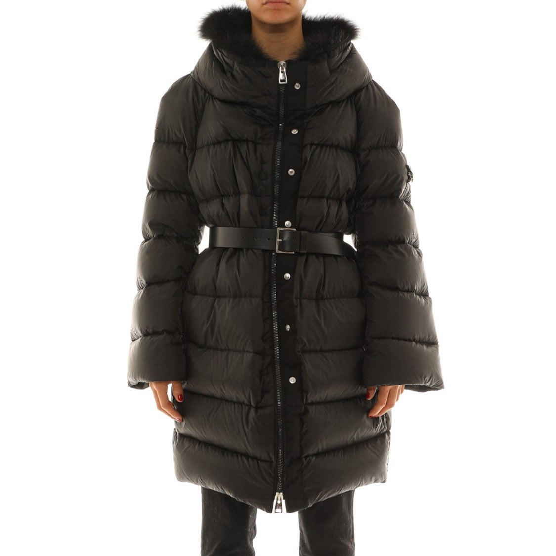 Ermanno Scervino Long Down Jacket With Hood In Black Nylon