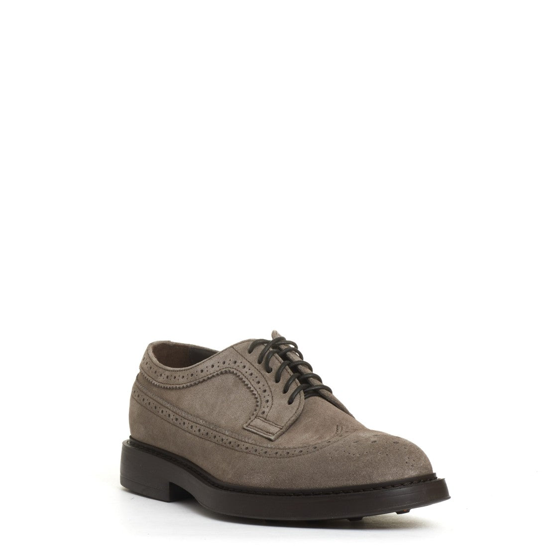 Doucal's Lace-Up Shoes With Holes In Dove-Grey Suede