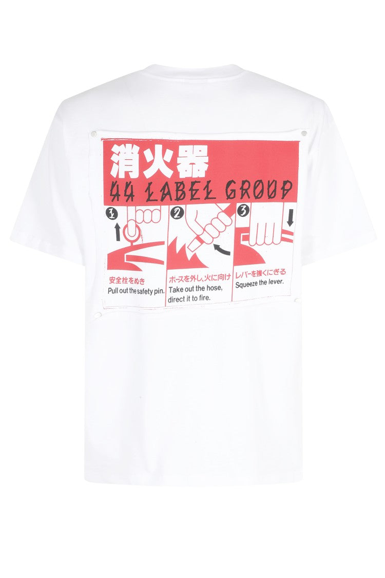 44 Label Group White Red Front-Back Printed Cotton T-Shirt