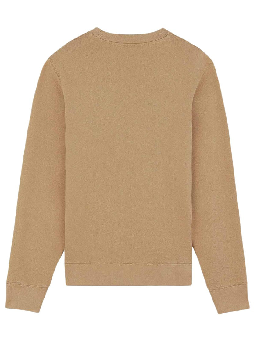 Maison Kitsuné Long-Sleeve Cotton Crewneck Shirt With Minimalist Embroidery