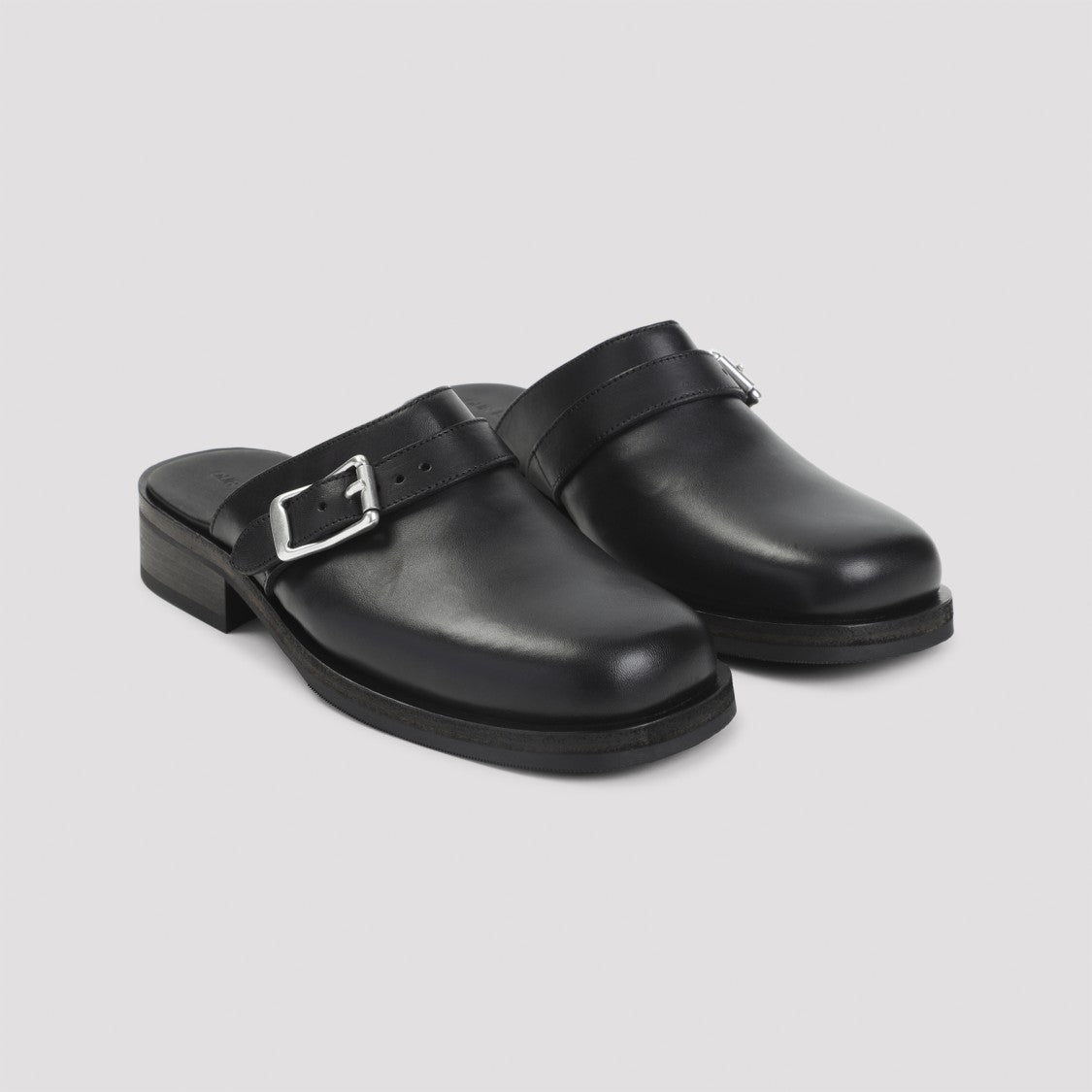 Our Legacy Black Leather Slippers With Minimalist Design
